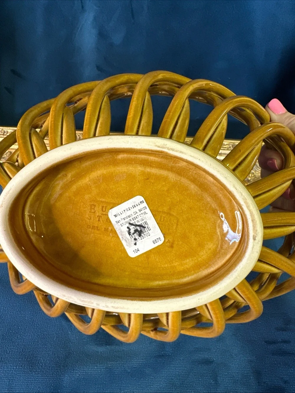 Eucalyptus Stoneware Oval Bread Basket 11